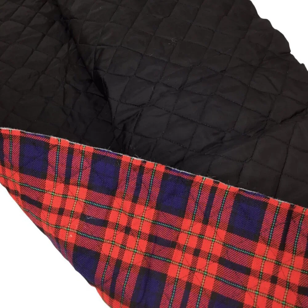 Pre-quilted Double Sided Fabric Red Blue Plaid & Black 60